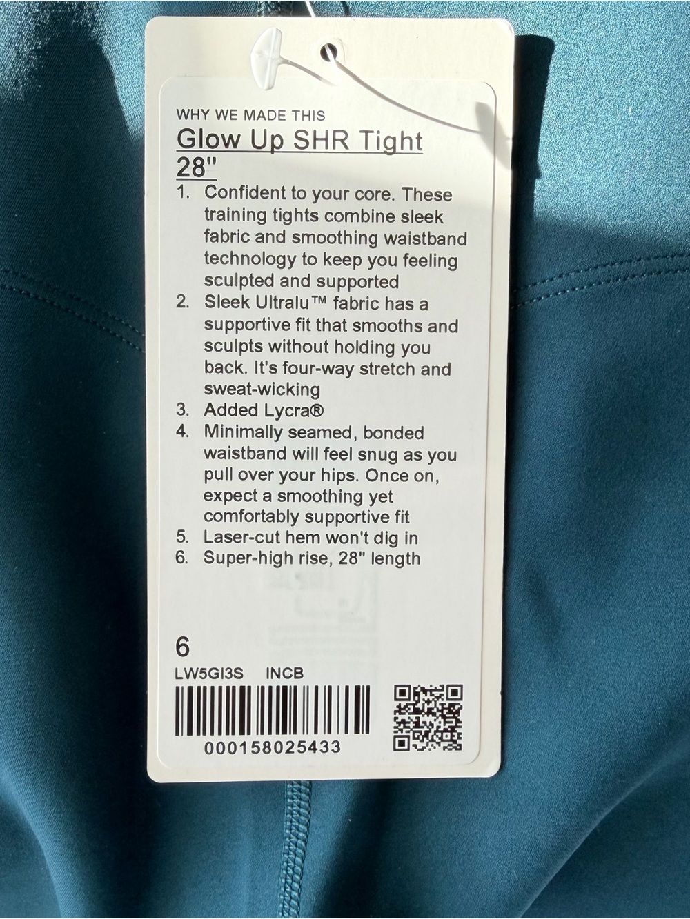 NWT lululemon Glow Up™ Super-High-Rise Tight 28”- Indochine Blue - Size 6 - Picture 2 of 4